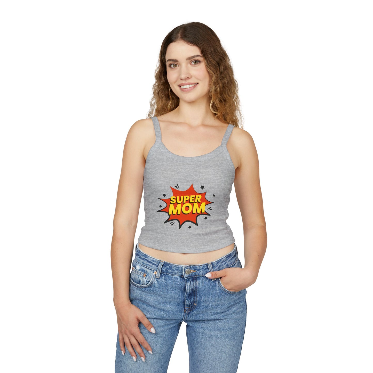 Super Mom Spaghetti Strap Tank Top – Comic-Style Mother's Day Gift