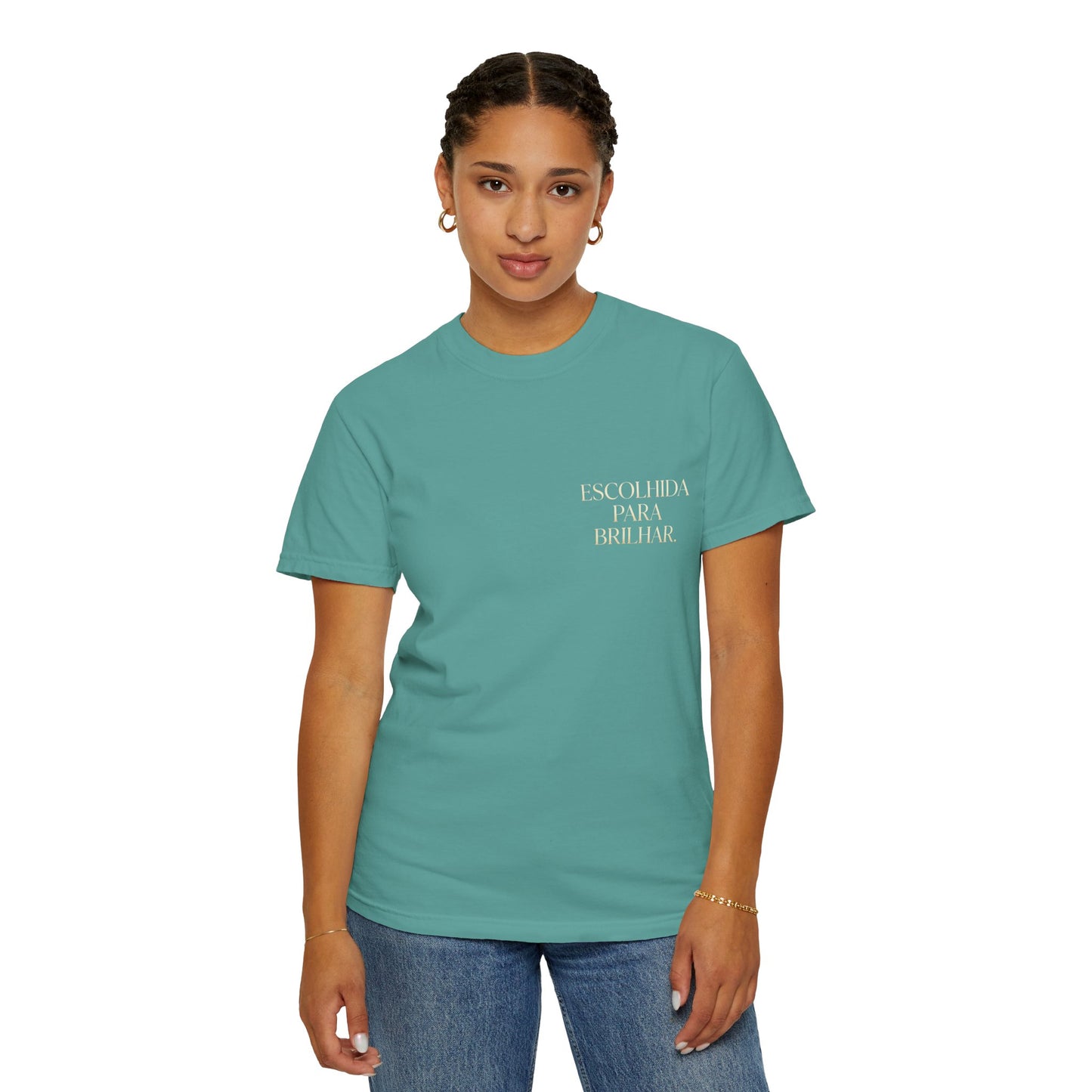 T-shirt tingida em peça "Escolhida Para Brilhar"
