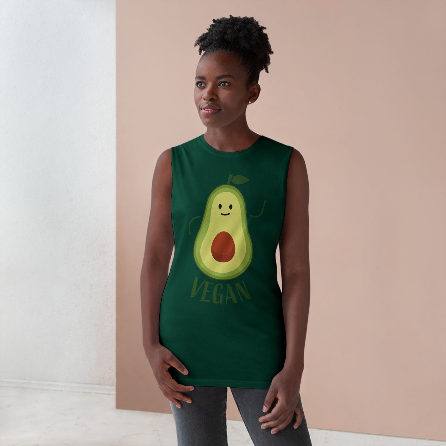 Vegan Avocado Tank Top — Cute Smiling Avocado Graphic Sleeveless Shirt