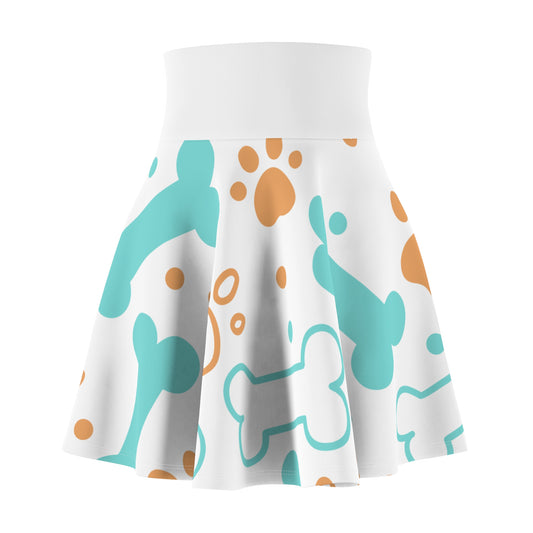 Pet Paw & Bone Skater Skirt — Cute Dog Print AOP