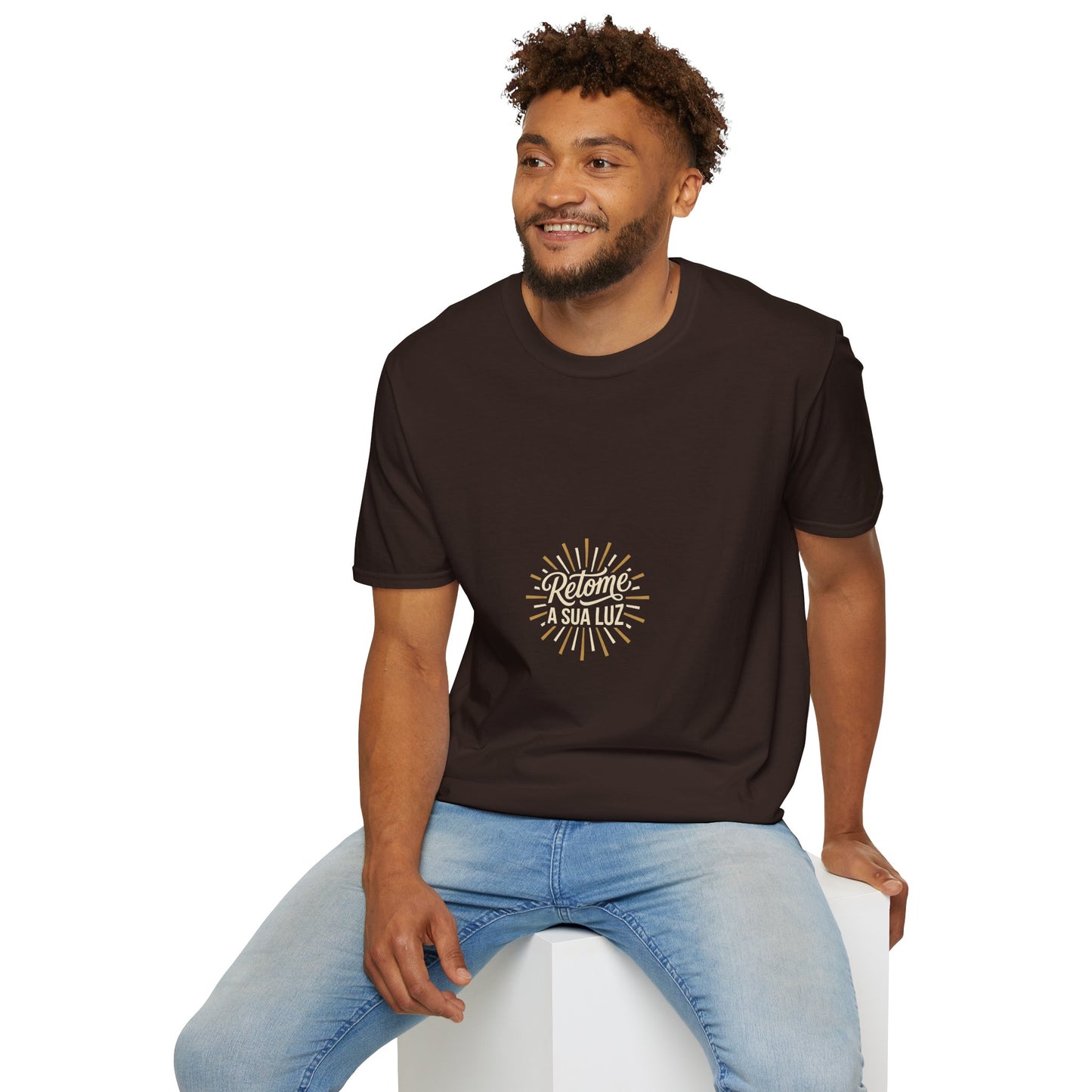 Camiseta — "Retome a sua luz" (Estampa Sunburst)
