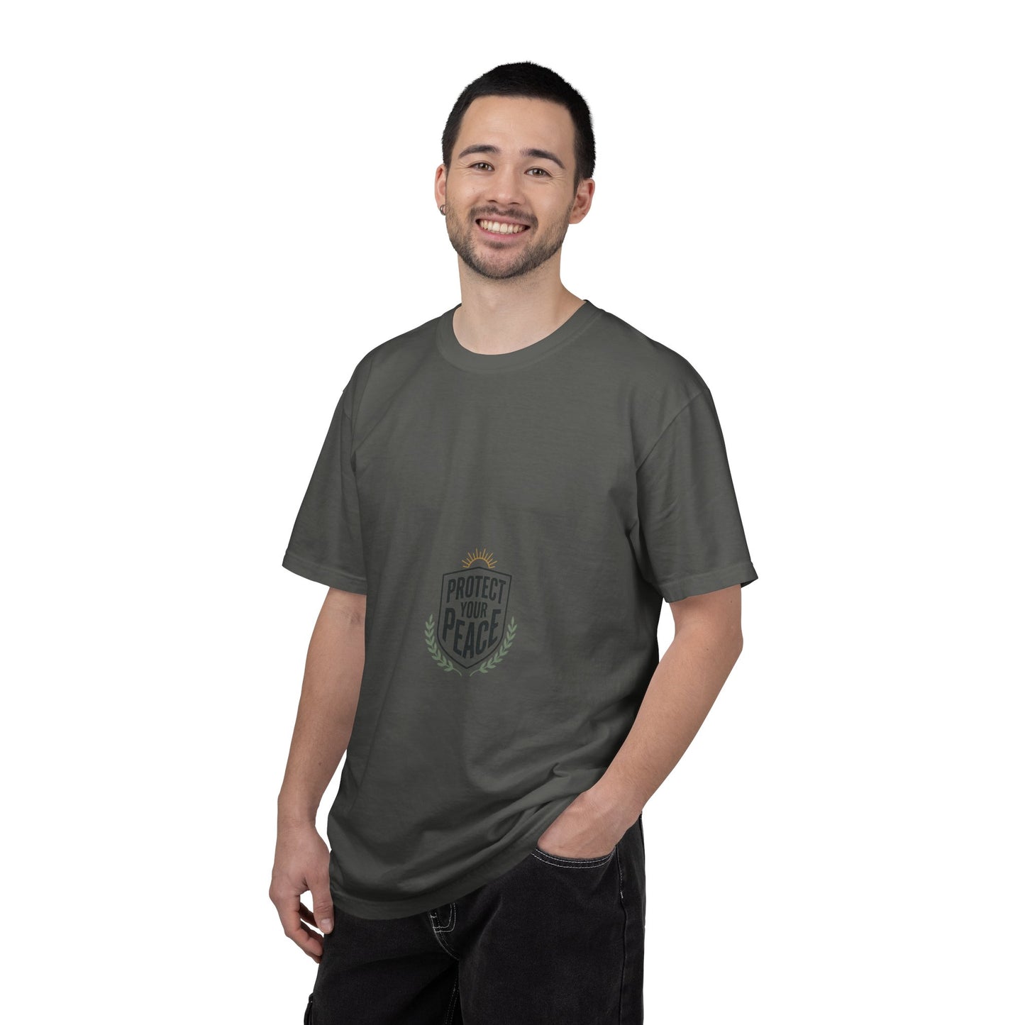 Protect Your Peace T-Shirt — Minimal Shield Graphic, Inspirational Casual Tee
