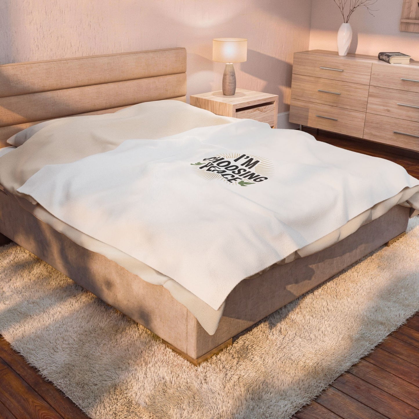 Velveteen Plush Blanket — “I’m Choosing Peace” Cozy Throw for Mindfulness & Gifts
