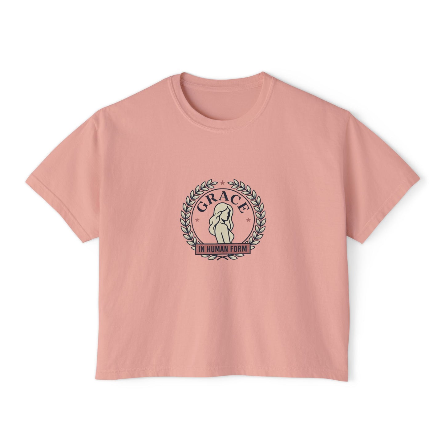 Grace Floral Boxy Tee — "Grace Is Human Form" Graphic