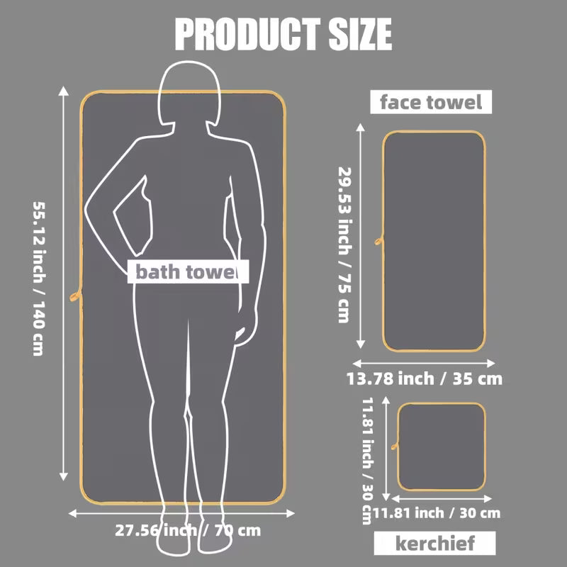 Luxury 4-Piece Bath Towel Set | Soft Solid Color Towels with Golden Edge Detail