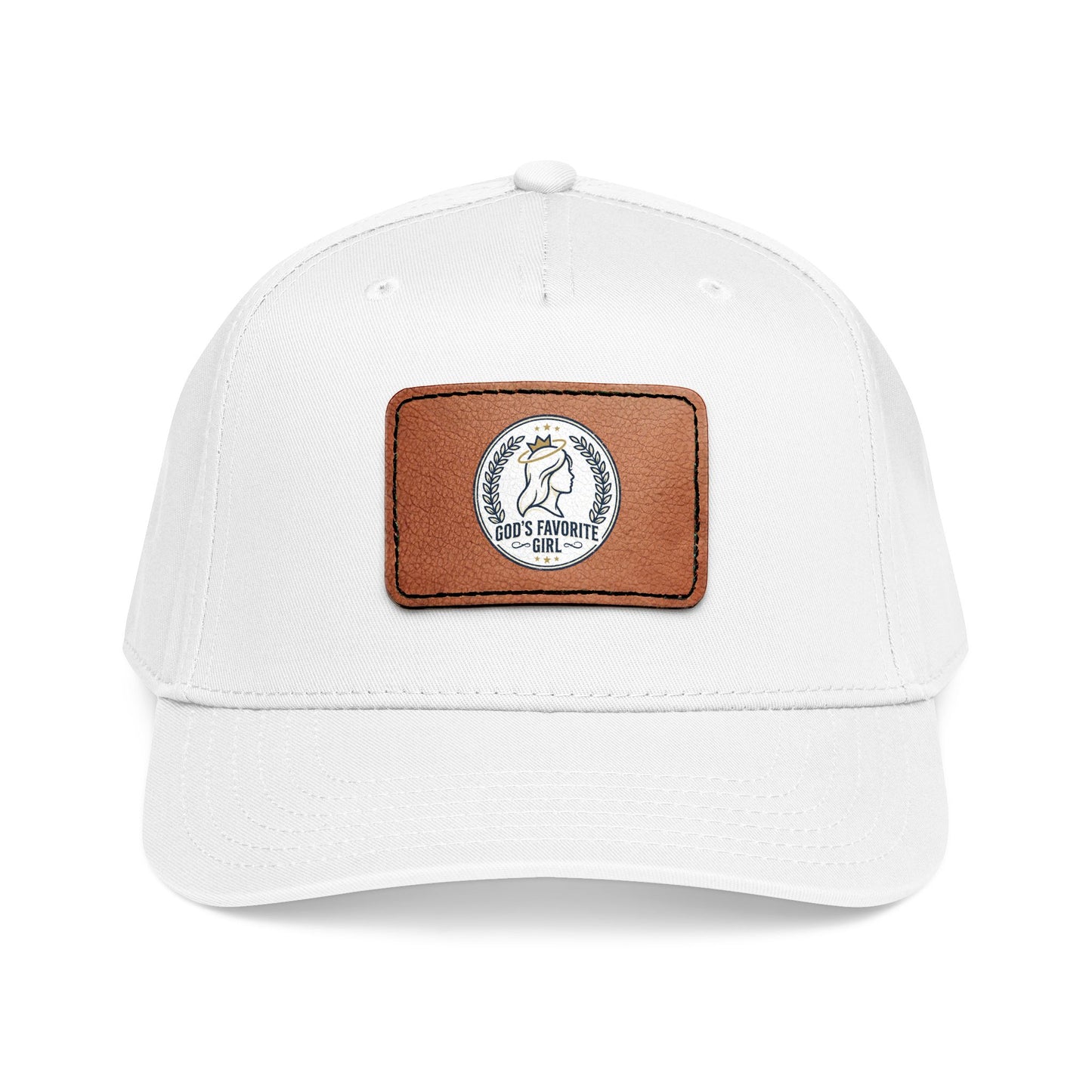 Leather Patch Baseball Cap — “God’s Favorite Girl” Vintage Logo
