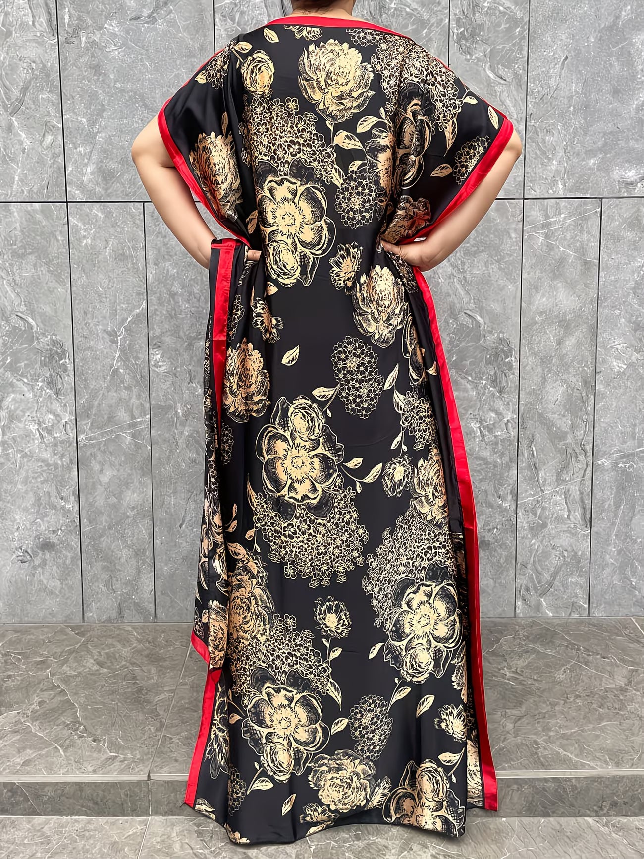 Elegant Plus Size Kaftan Abaya Set with Scarf | Artistic Print Modest Dress for Everyday Modern Style