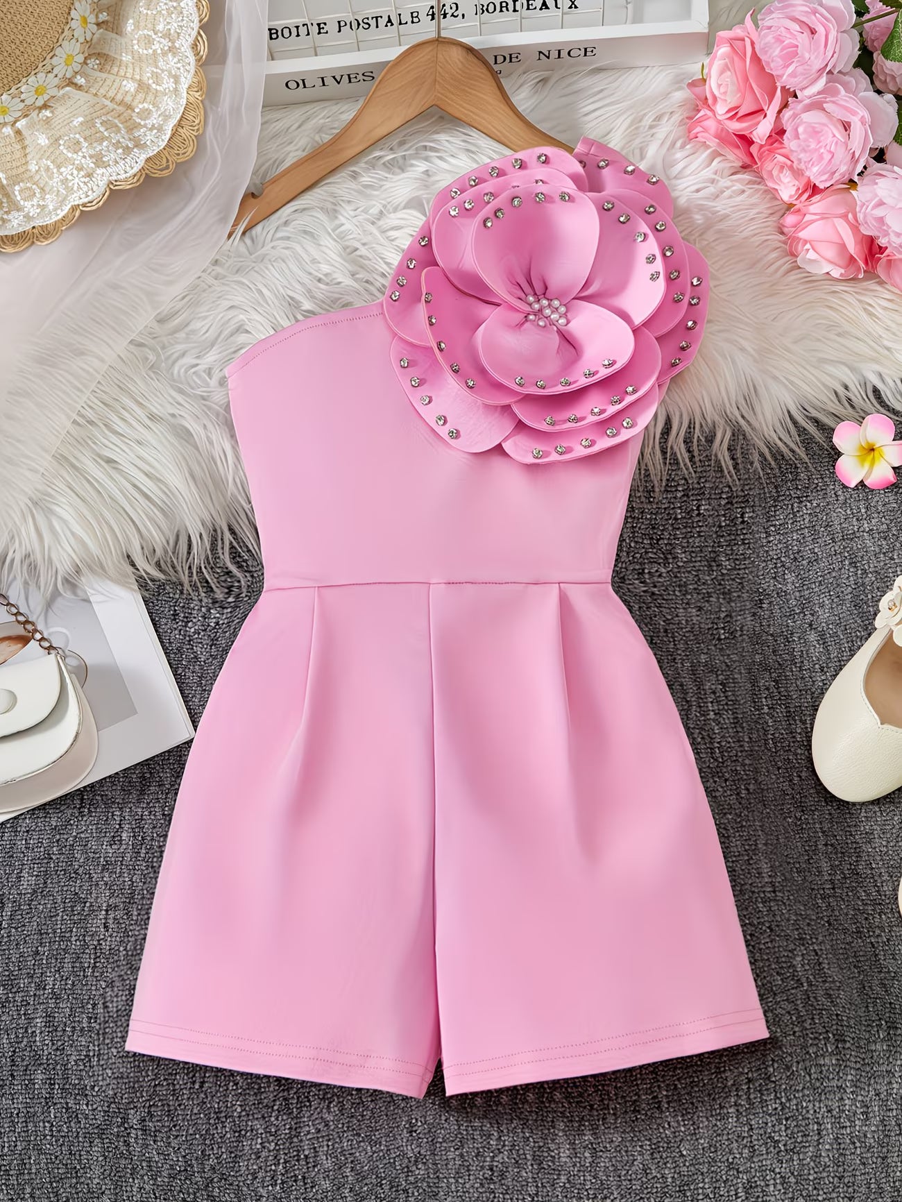 Girls’ 3D Floral Jumpsuit | Elegant Summer Party Outfit