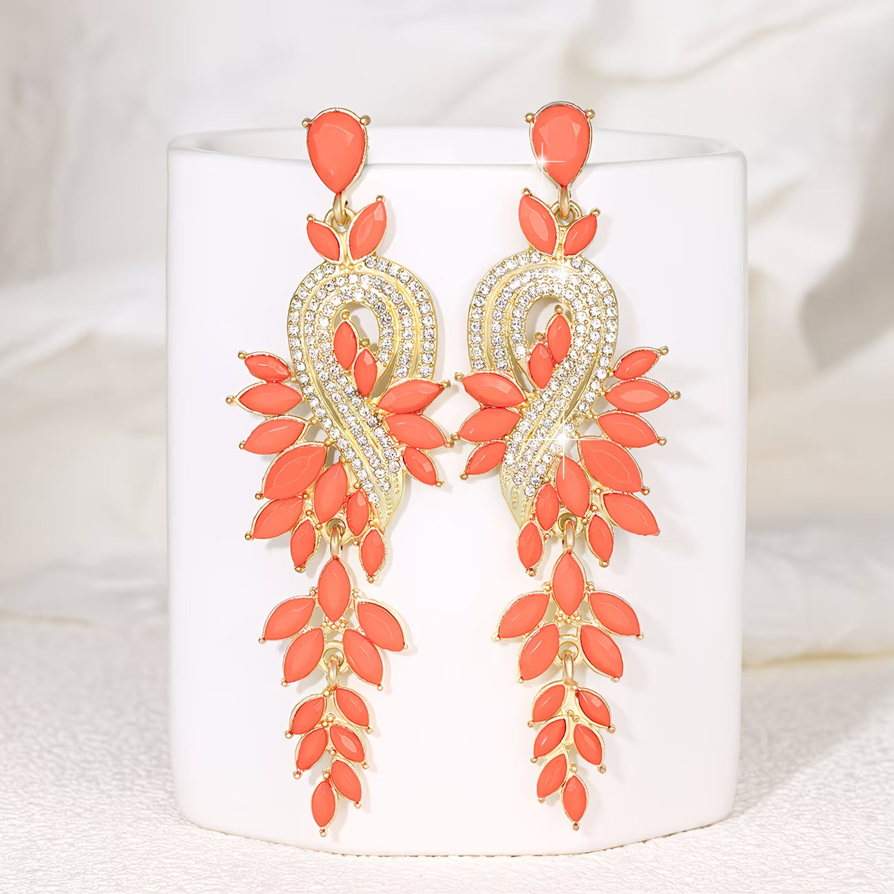MuseNote™ Exaggerated Leaf Drop Earrings | Elegant Long Statement Earrings for Women