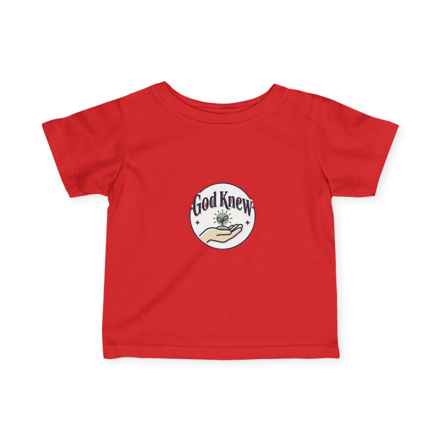 Infant Tee — "God Knew" Hand & Seedling Baby Shirt (Christian Newborn Gift)
