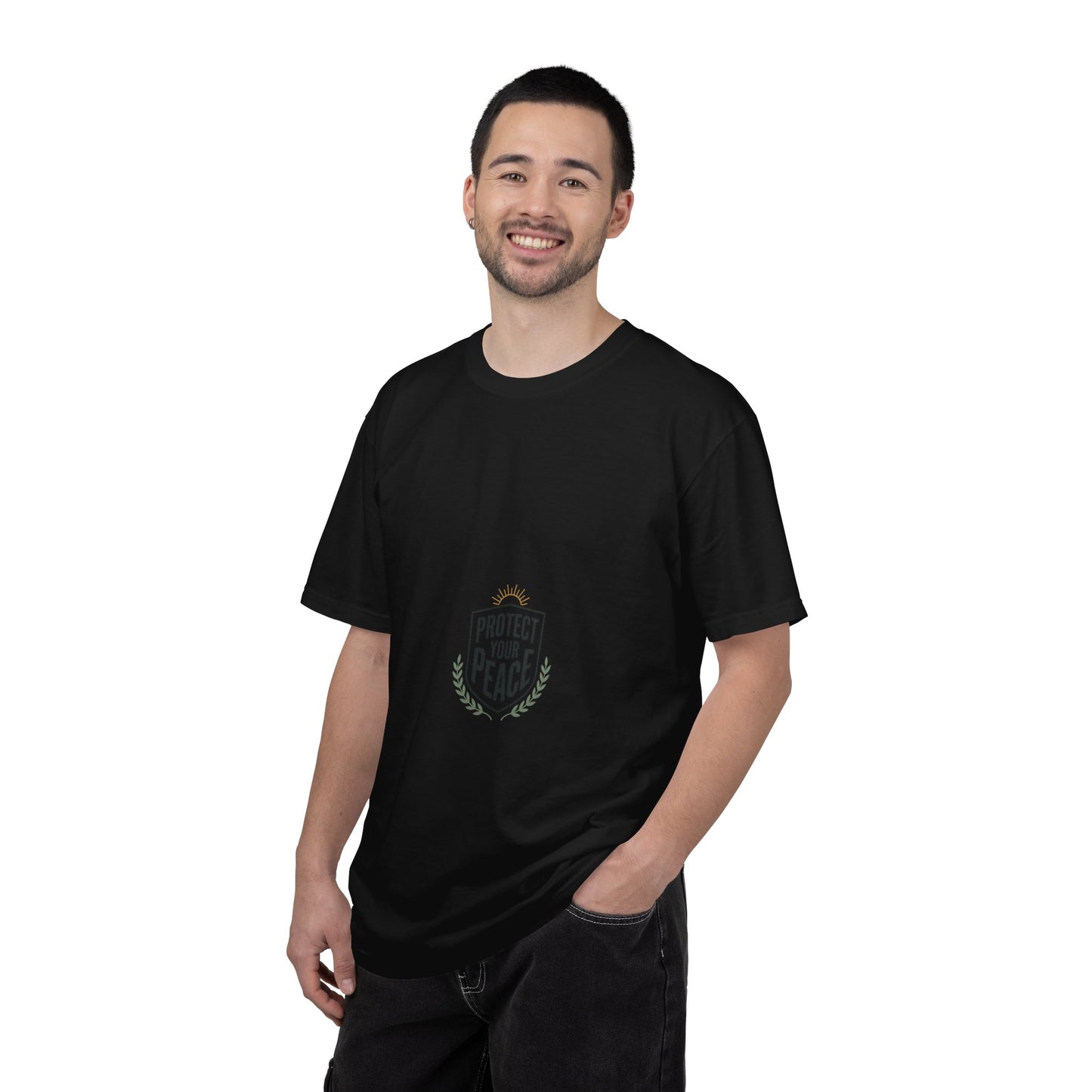 Protect Your Peace T-Shirt — Minimal Shield Graphic, Inspirational Casual Tee