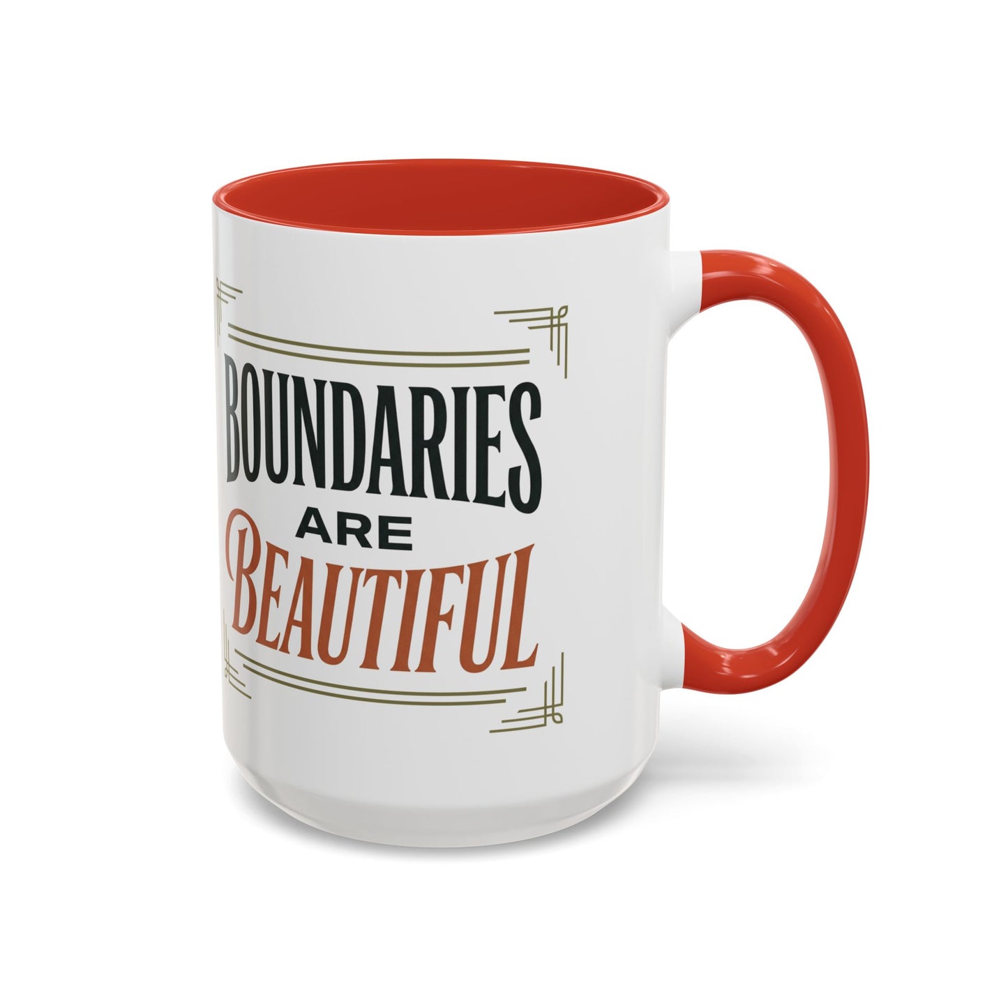 Boundaries Are Beautiful Accent Coffee Mug — Inspirational Self-Care Coffee Cup (11/15oz)
