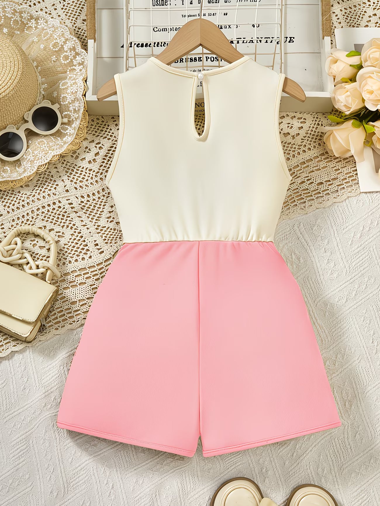 Girls’ Sequin Trim Vest Romper Shorts | Casual & Dressy Spring/Summer Outfit