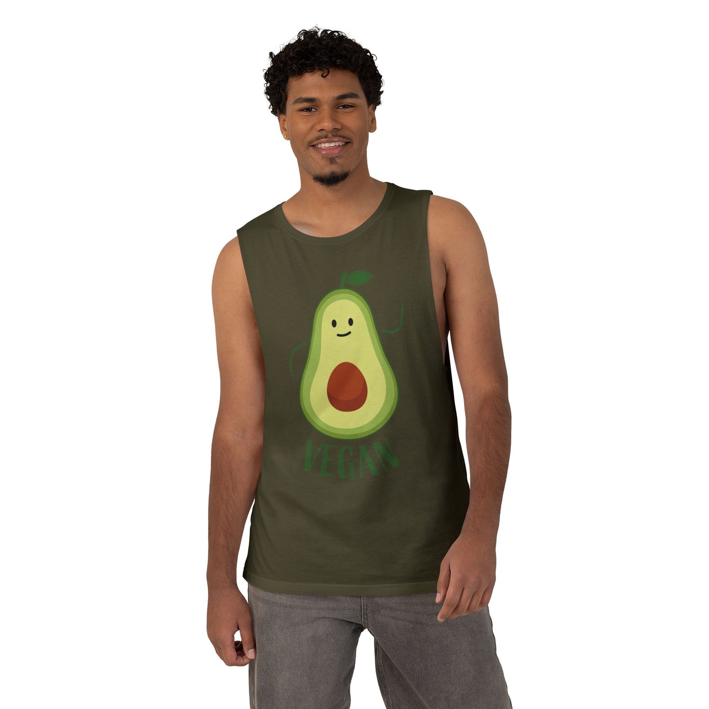 Vegan Avocado Tank Top — Cute Smiling Avocado Graphic Sleeveless Shirt