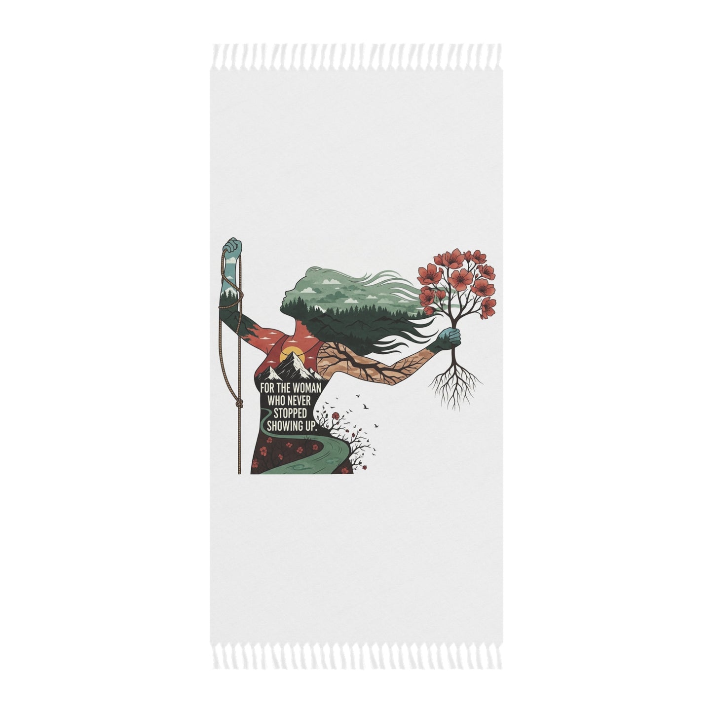Boho Beach Towel — "For the Woman Who Never Stopped Showing Up" Floral Surfer Design