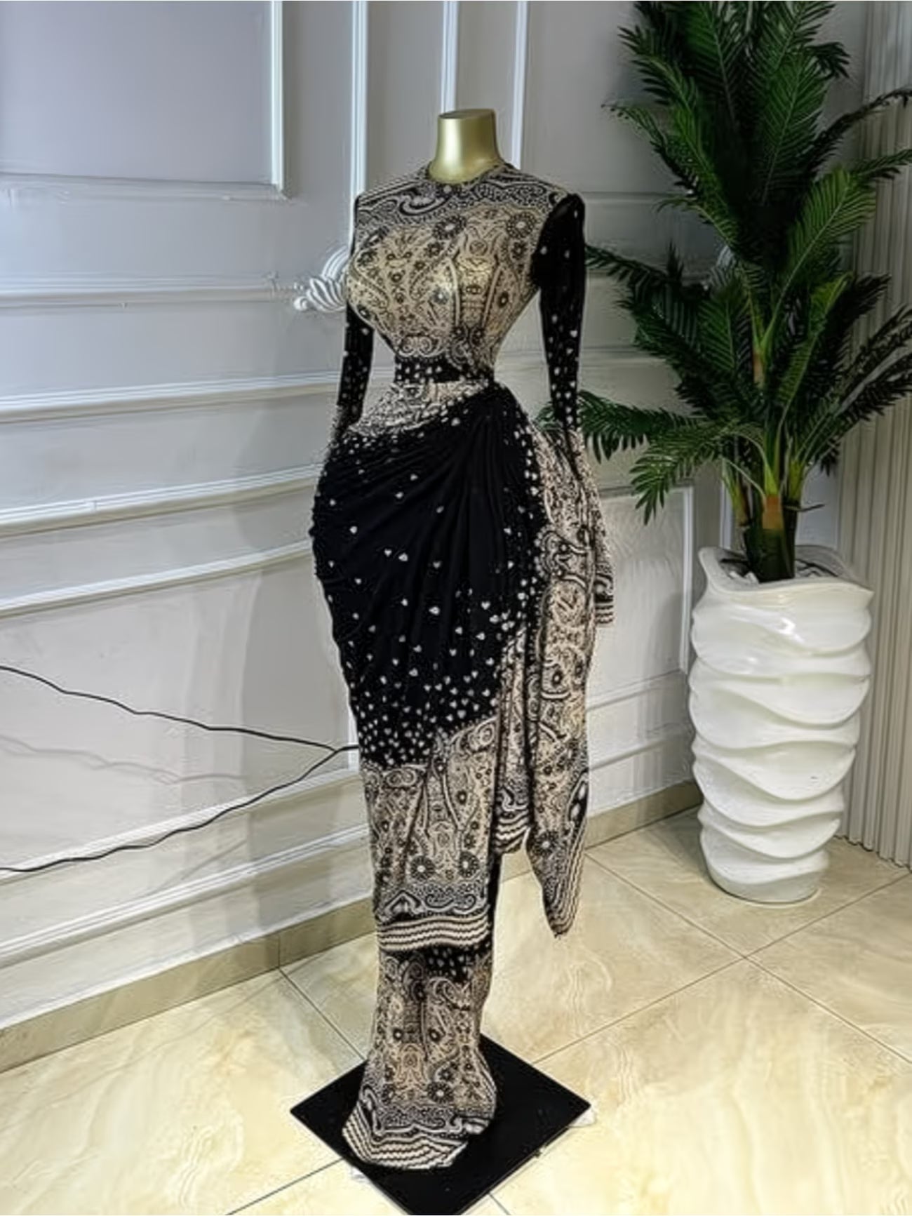 PaisleyMuse™ Ruched Waist Maxi Dress | Paisley Print Long Sleeve Wrap Dress for Women