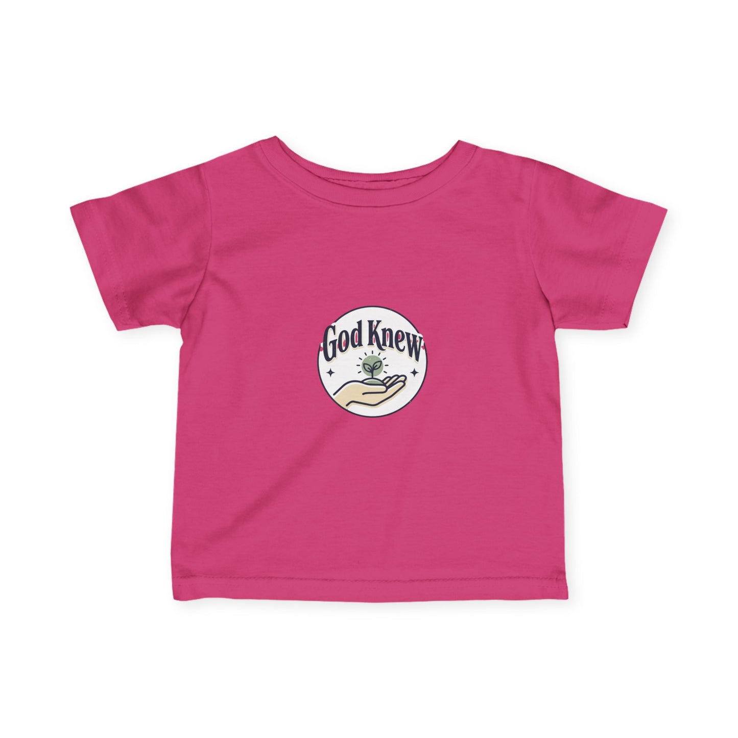 Infant Tee — "God Knew" Hand & Seedling Baby Shirt (Christian Newborn Gift)
