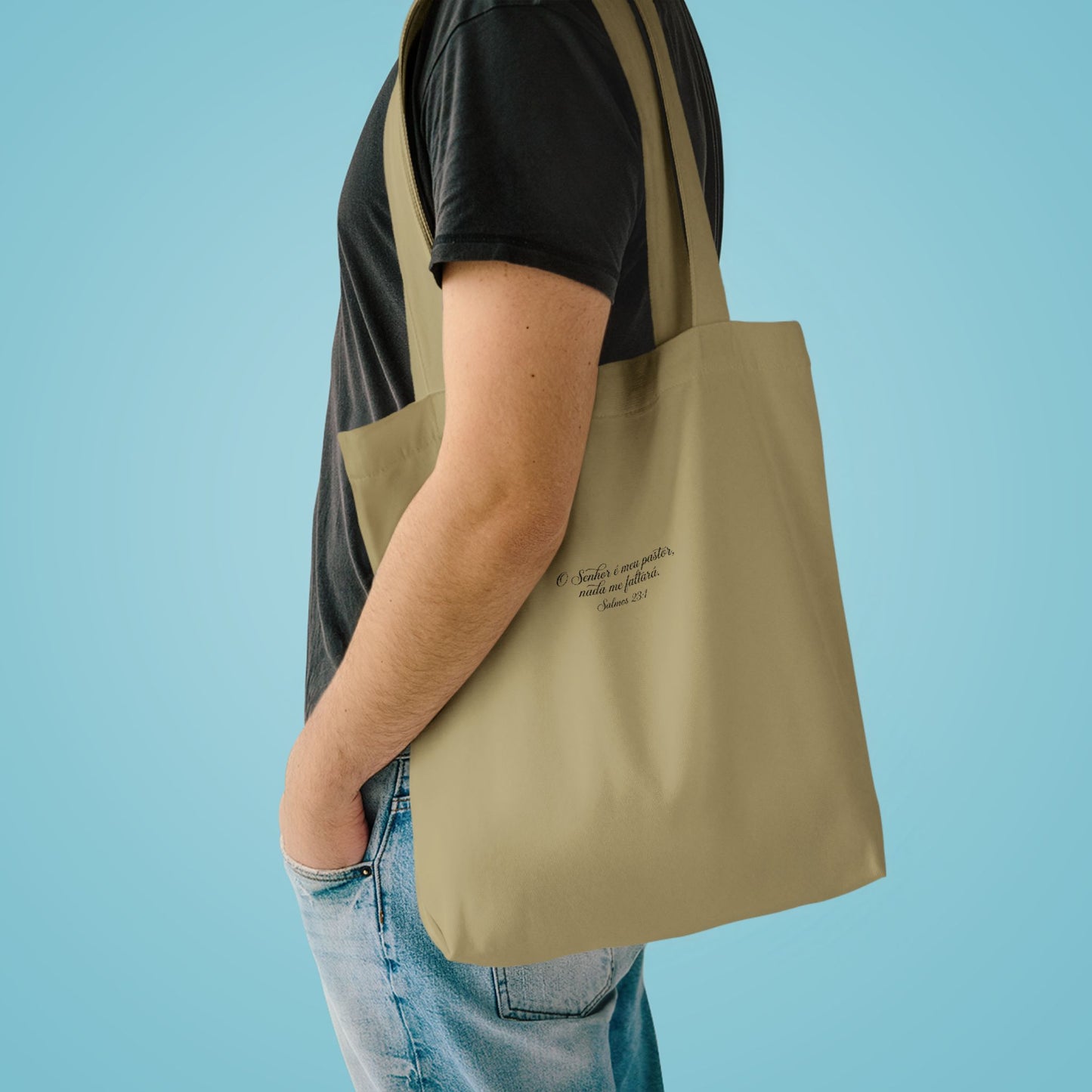 Bolsa Tote de Algodão Preto — “O Senhor é o Meu Pastor” | Salmos 23:1