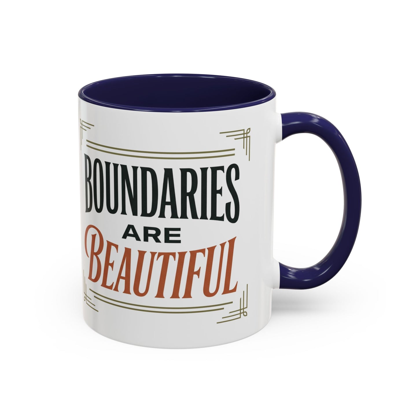 Boundaries Are Beautiful Accent Coffee Mug — Inspirational Self-Care Coffee Cup (11/15oz)