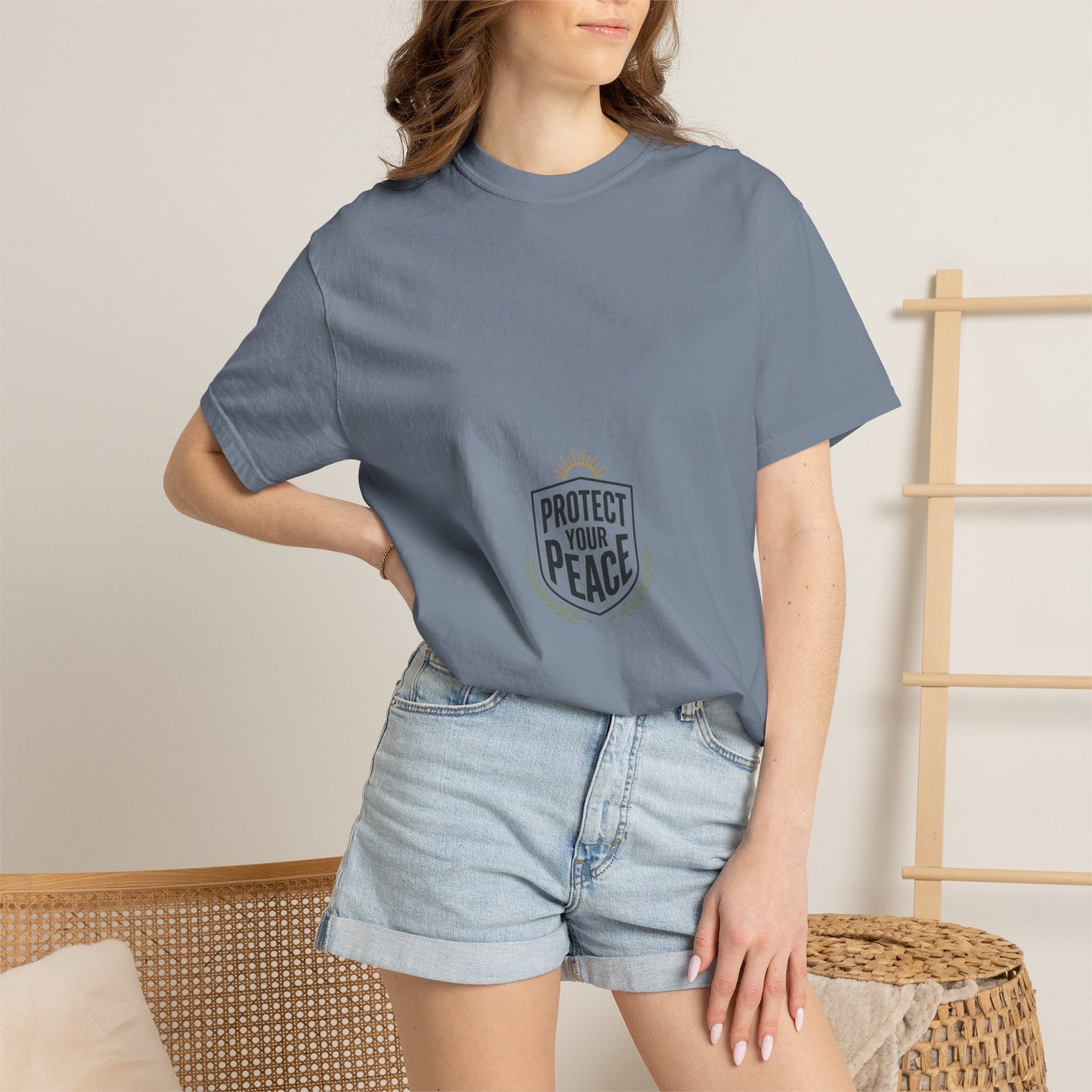Protect Your Peace T-Shirt — Minimal Shield Graphic, Inspirational Casual Tee