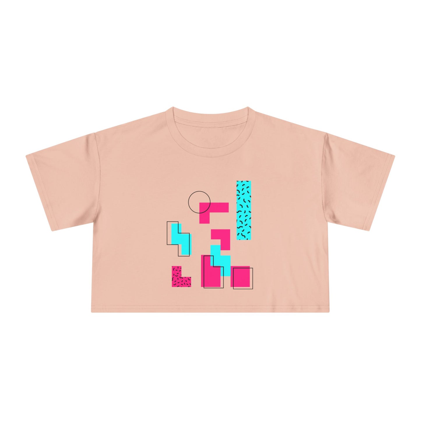 Retro Geometric Crop Tee — 80s Memphis Pattern Women's Top