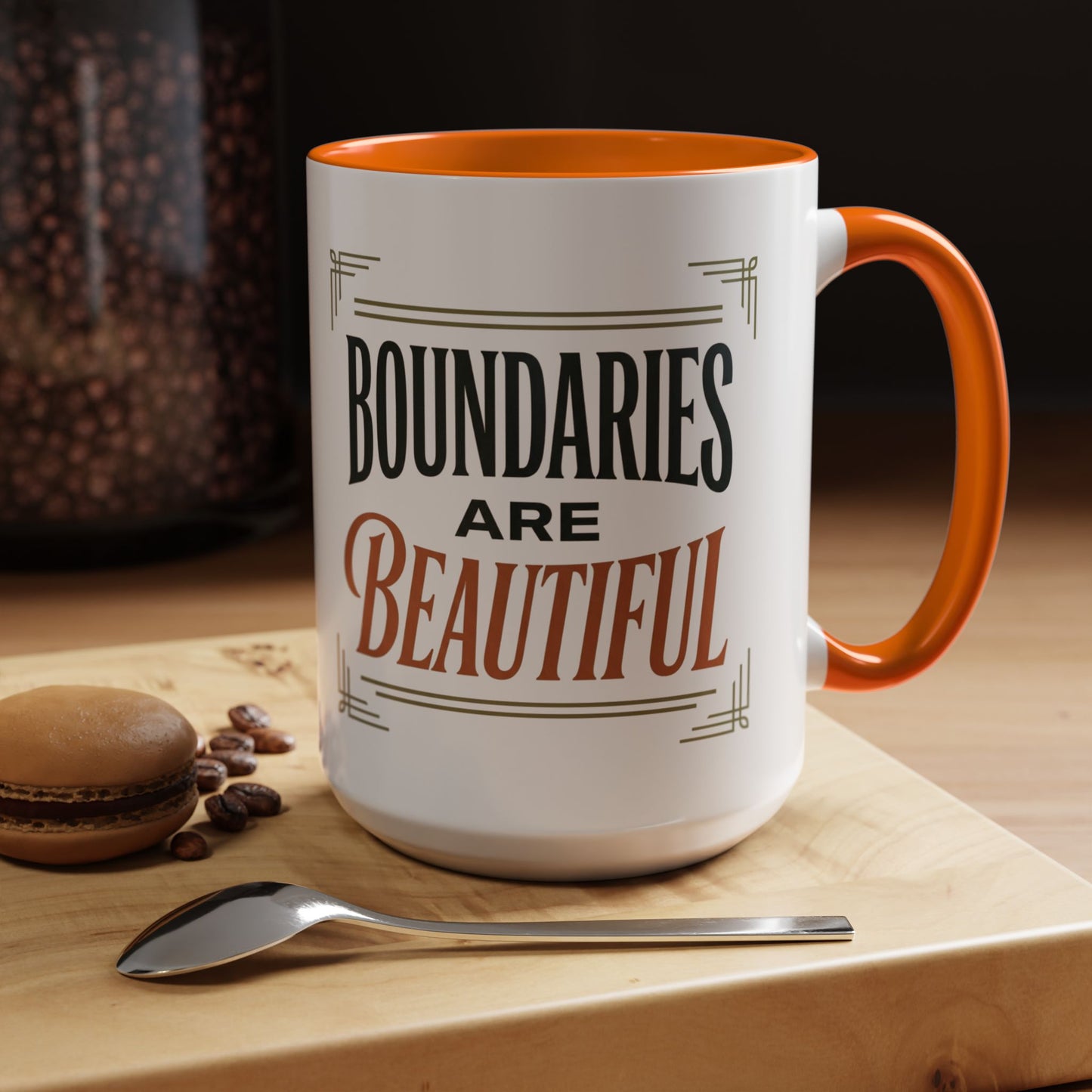 Boundaries Are Beautiful Accent Coffee Mug — Inspirational Self-Care Coffee Cup (11/15oz)
