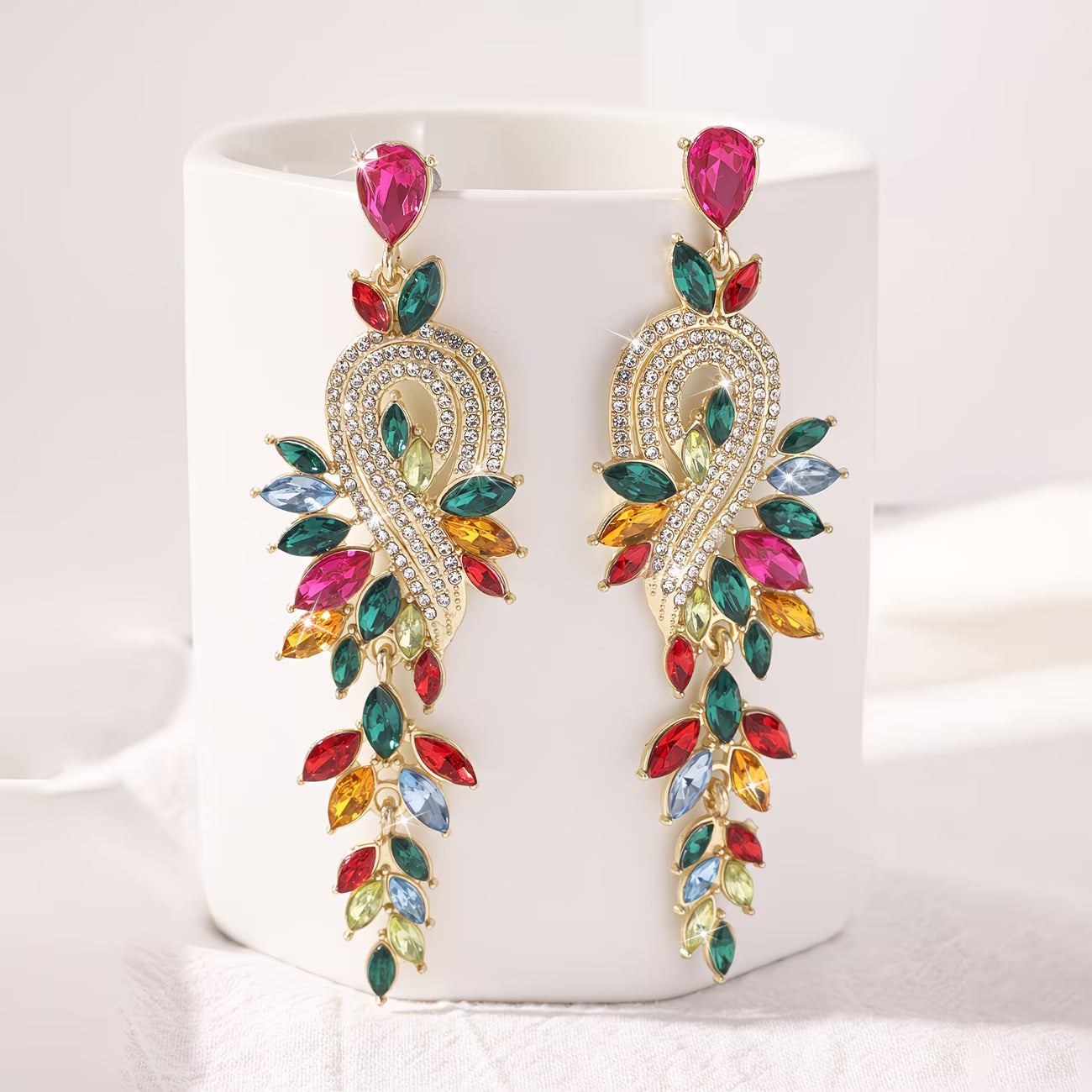 MuseNote™ Exaggerated Leaf Drop Earrings | Elegant Long Statement Earrings for Women