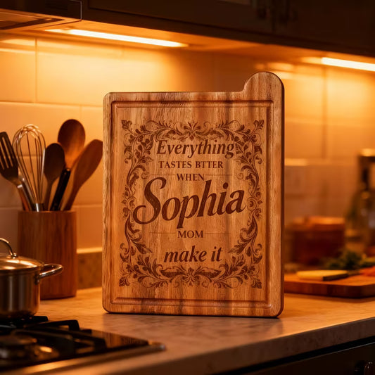 Personalized Sapele Wood Cutting Board | Custom Engraved Mahogany Kitchen Board