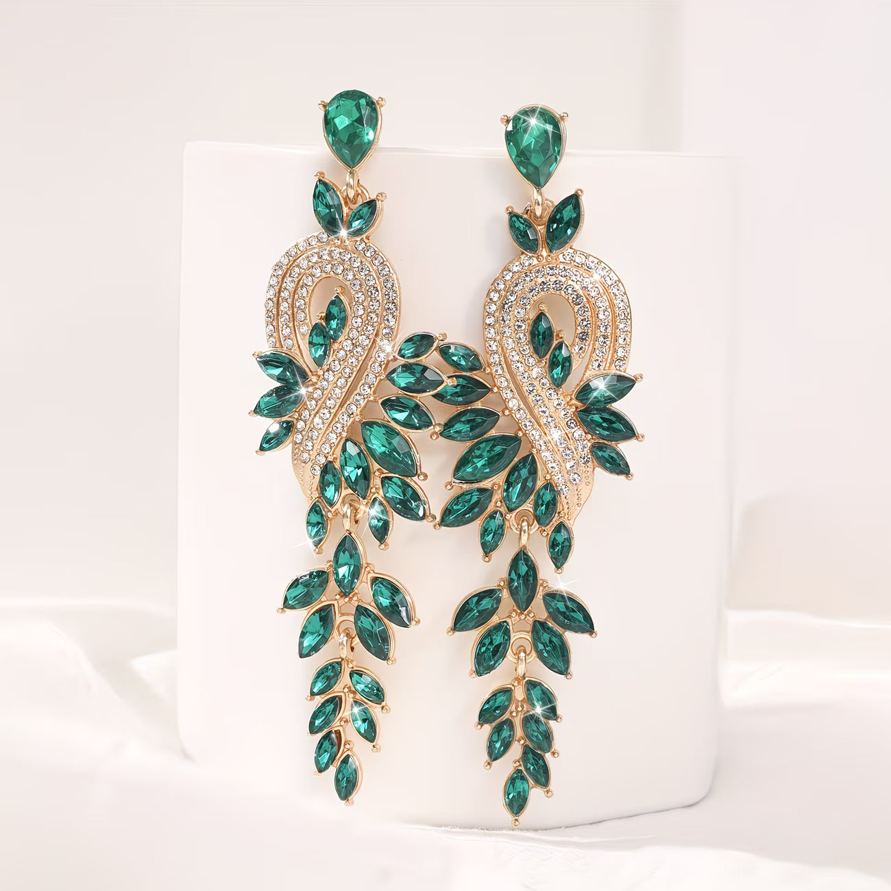 MuseNote™ Exaggerated Leaf Drop Earrings | Elegant Long Statement Earrings for Women