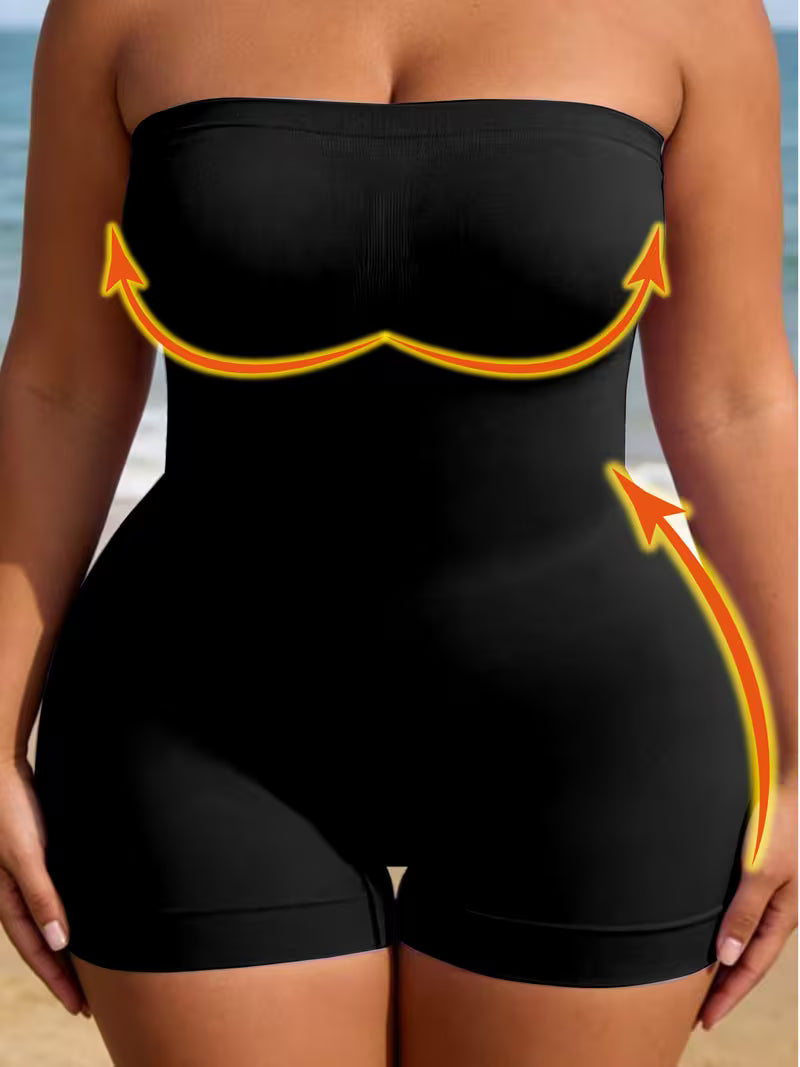 Curve Sculpt™ Plus Size Tube Top Bodysuit | Waist-Cinching Butt-Lifting Shapewear for Spring & Summer