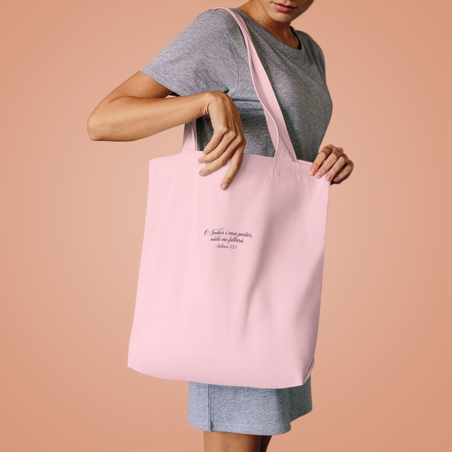 Bolsa Tote de Algodão Preto — “O Senhor é o Meu Pastor” | Salmos 23:1