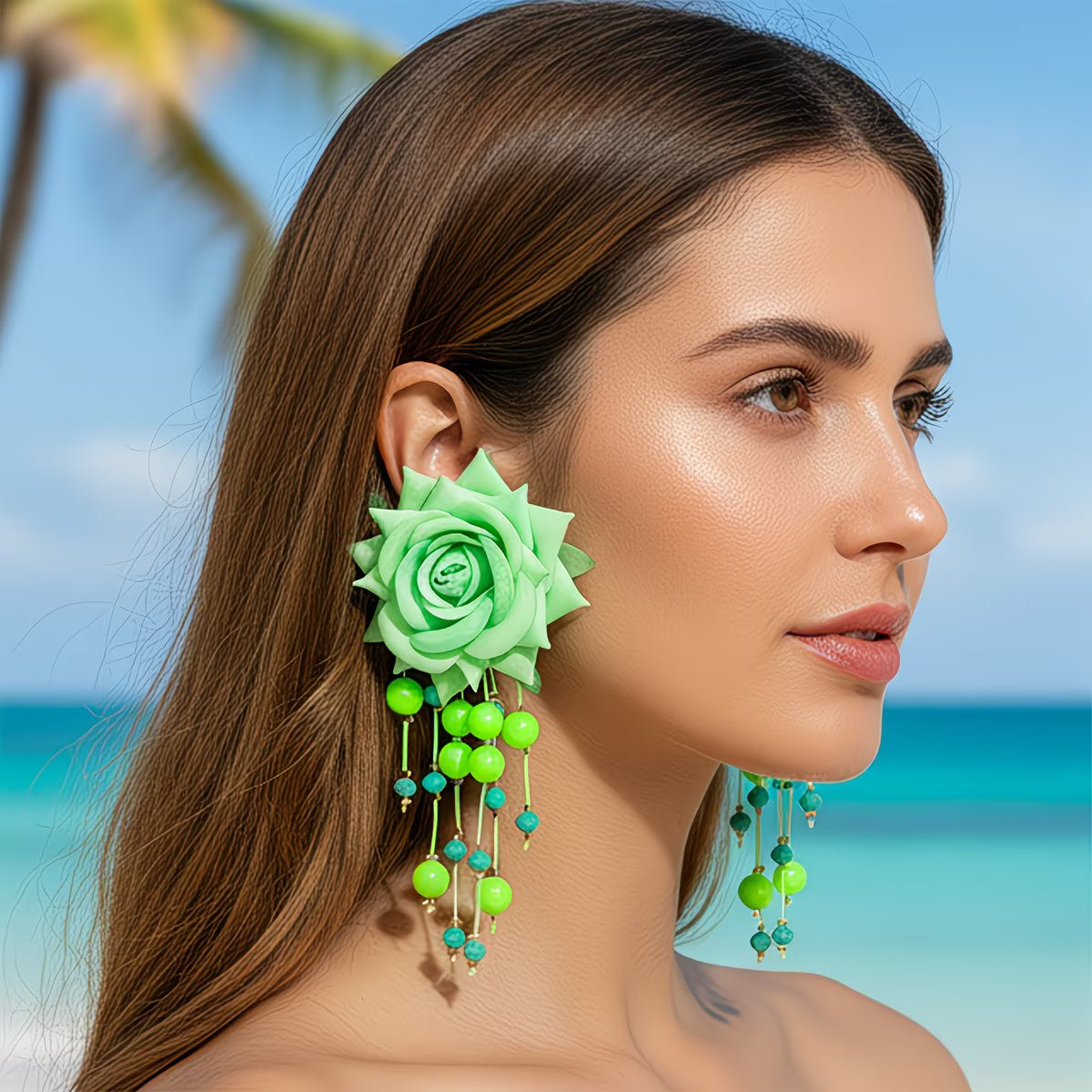 RoséCharm™ Faux Rose Drop Earrings | Elegant Floral Tassel Earrings for Women