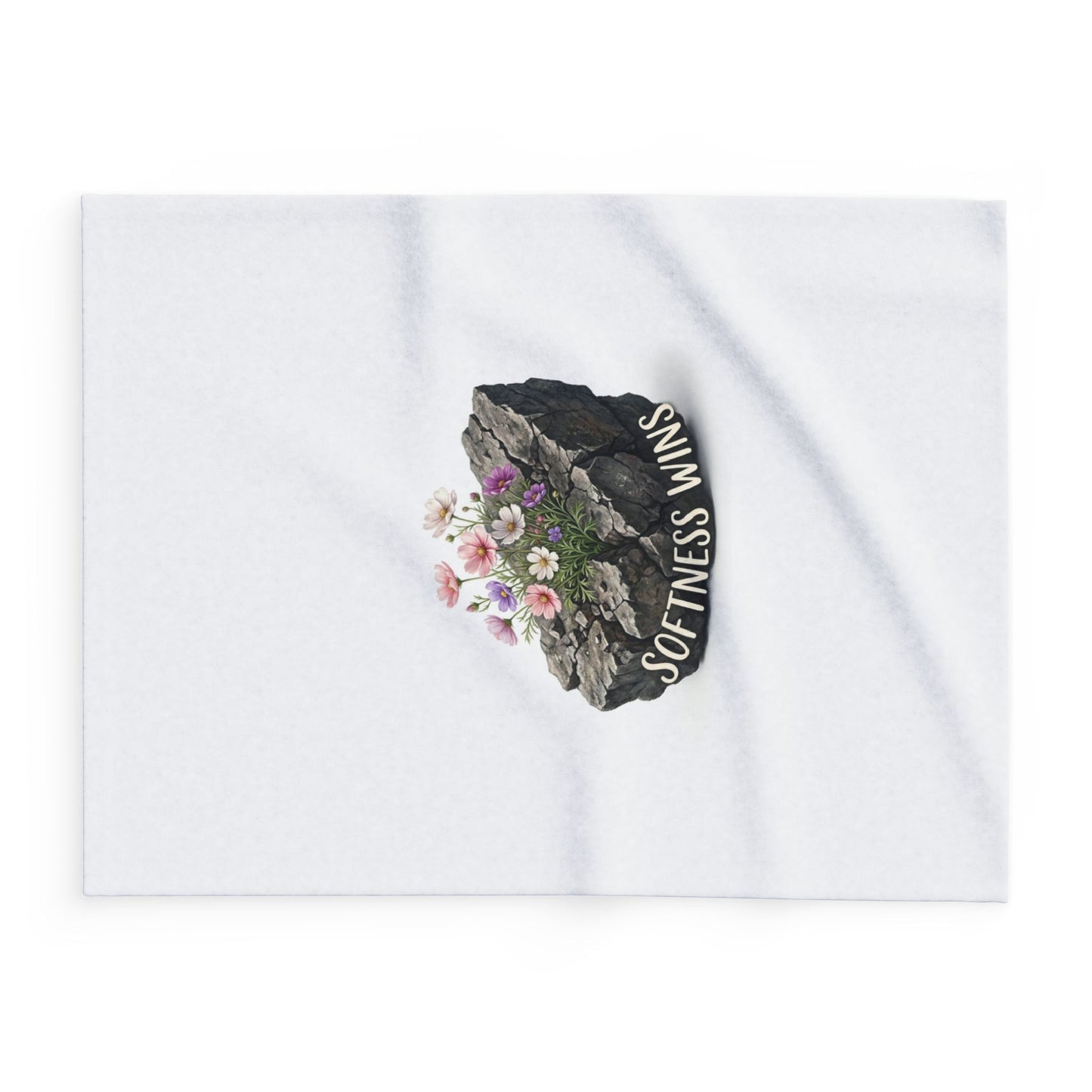 Fleece Blanket — "Softness Wins" Floral Rock Cozy Throw