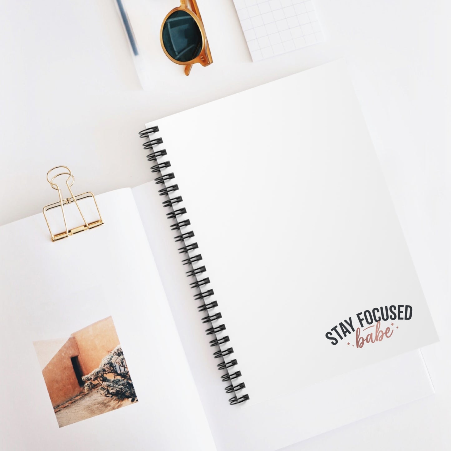 Stay Focused Babe Spiral Notebook — Motivational Ruled Journal for Students & Professionals