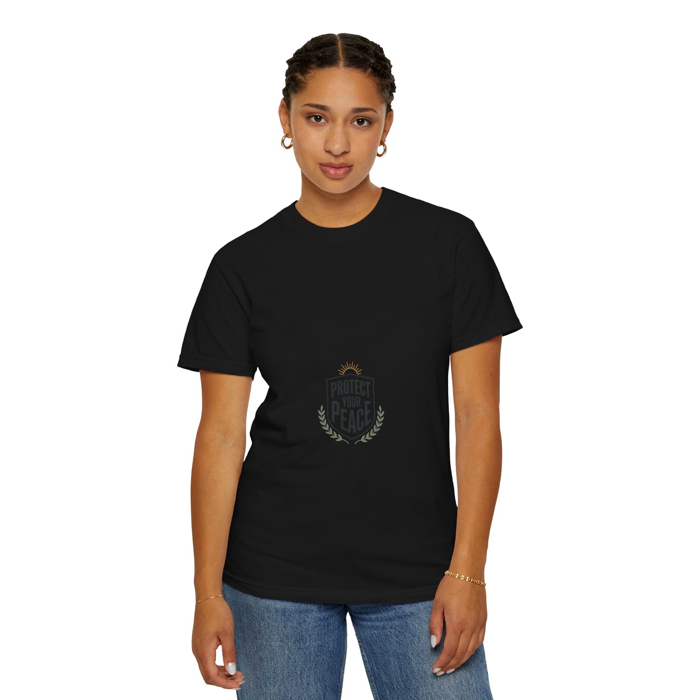 Protect Your Peace T-Shirt — Minimal Shield Graphic, Inspirational Casual Tee
