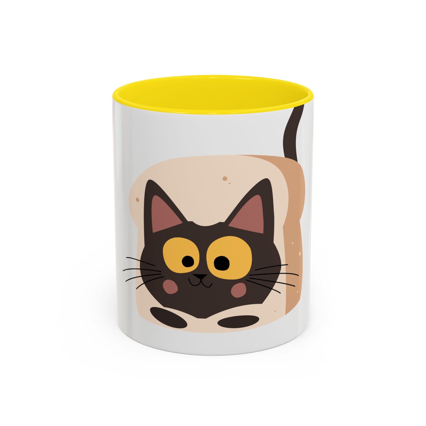 Cat in Toast Accent Coffee Mug – Cute Black Cat Breakfast Mug (11/15oz)