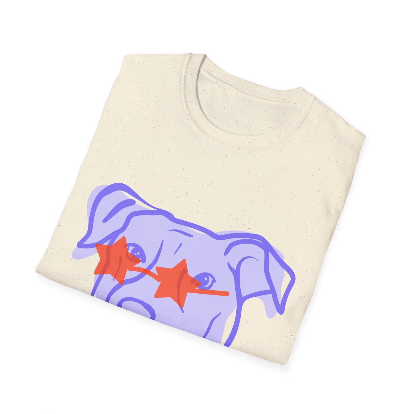 Dog Face T-Shirt — Playful Purple Pup with Star Sunglasses Graphic