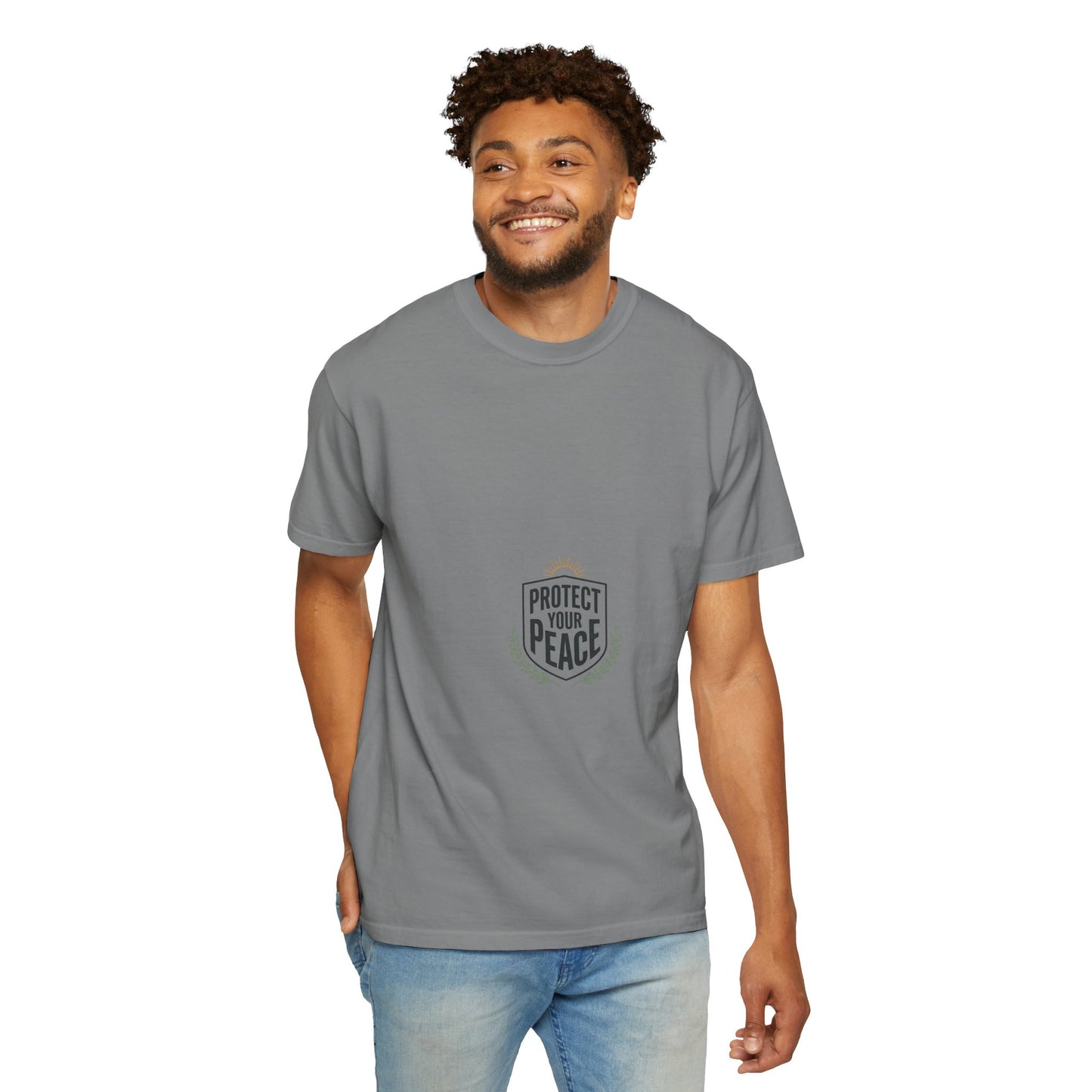 Protect Your Peace T-Shirt — Minimal Shield Graphic, Inspirational Casual Tee