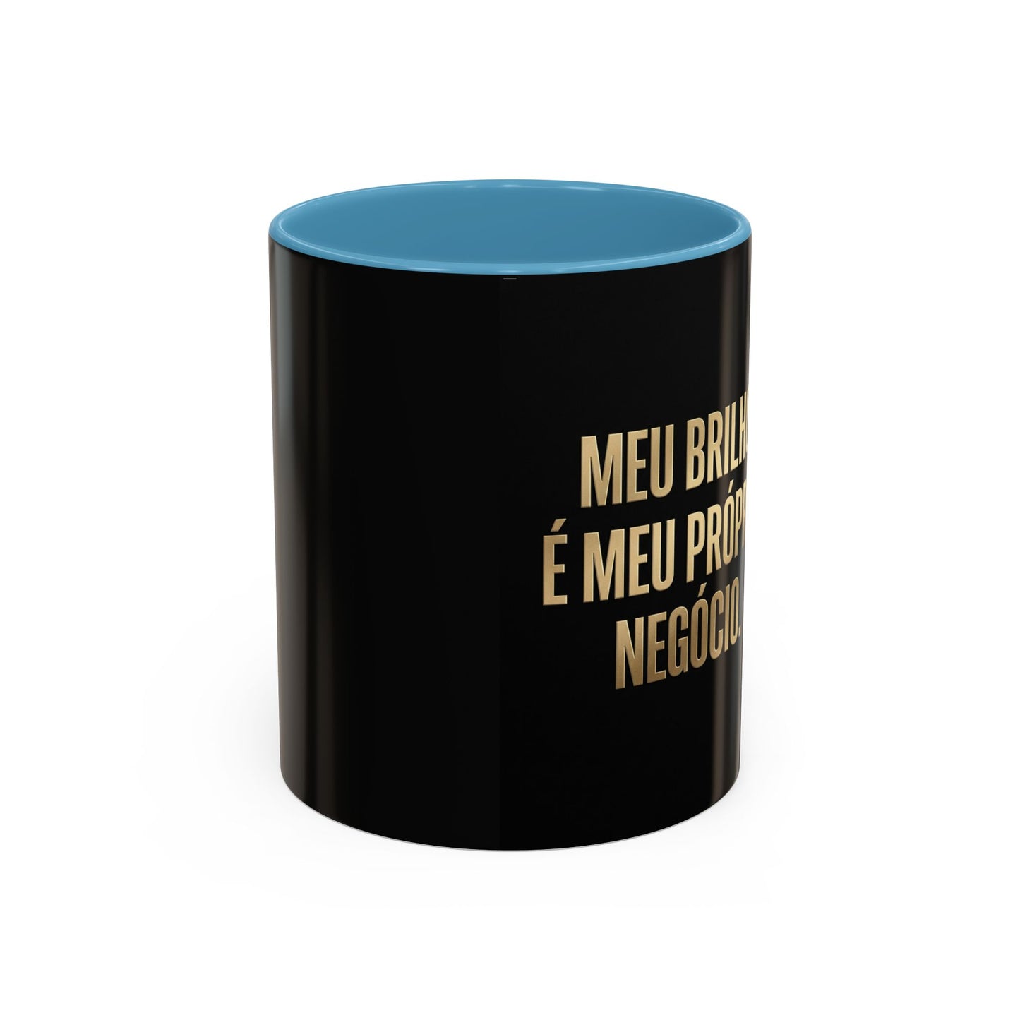 Caneca de café - Caneca inspiradora com detalhes pretos "Meu Brilho É Meu Próprio Negócio" (11/15 onças)