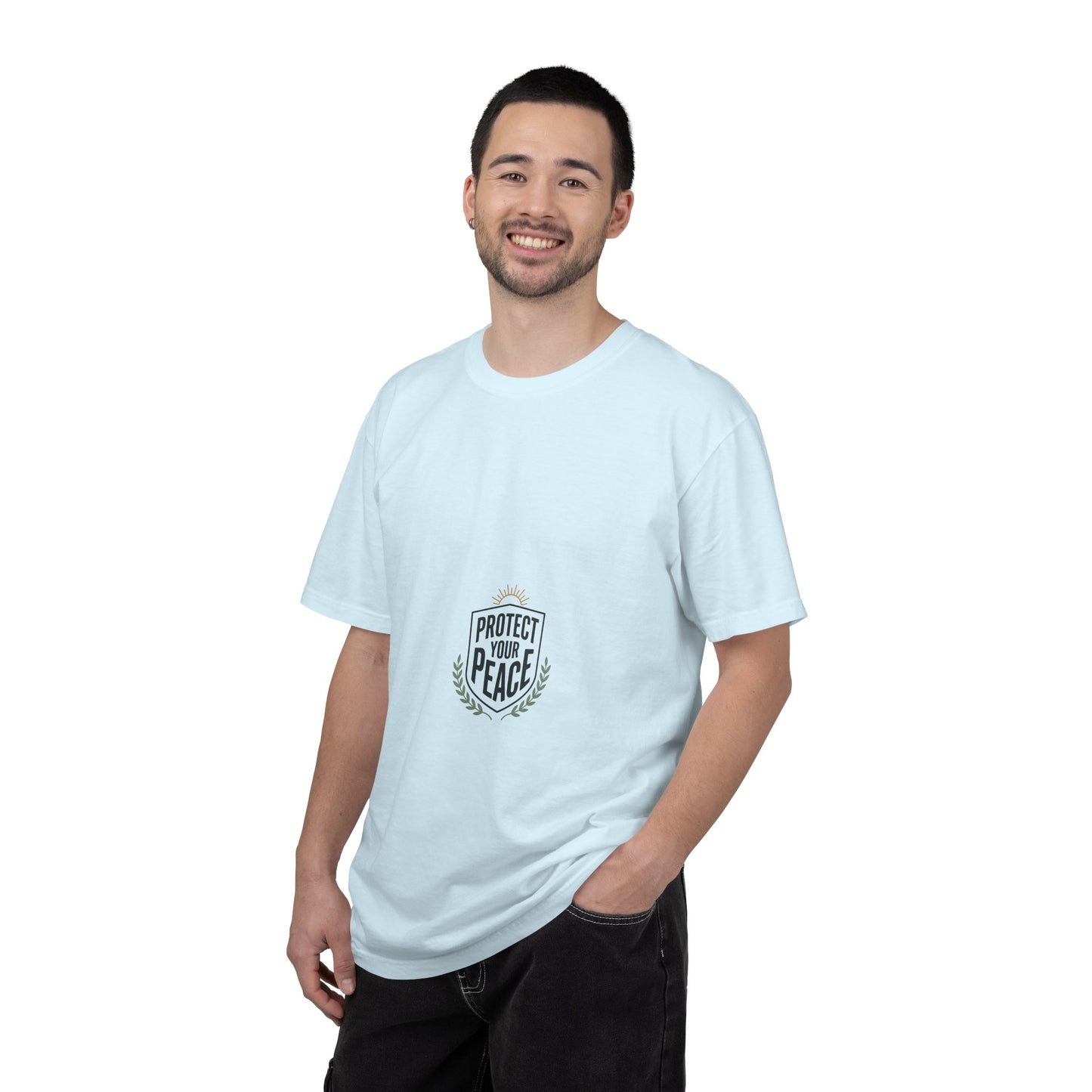 Protect Your Peace T-Shirt — Minimal Shield Graphic, Inspirational Casual Tee