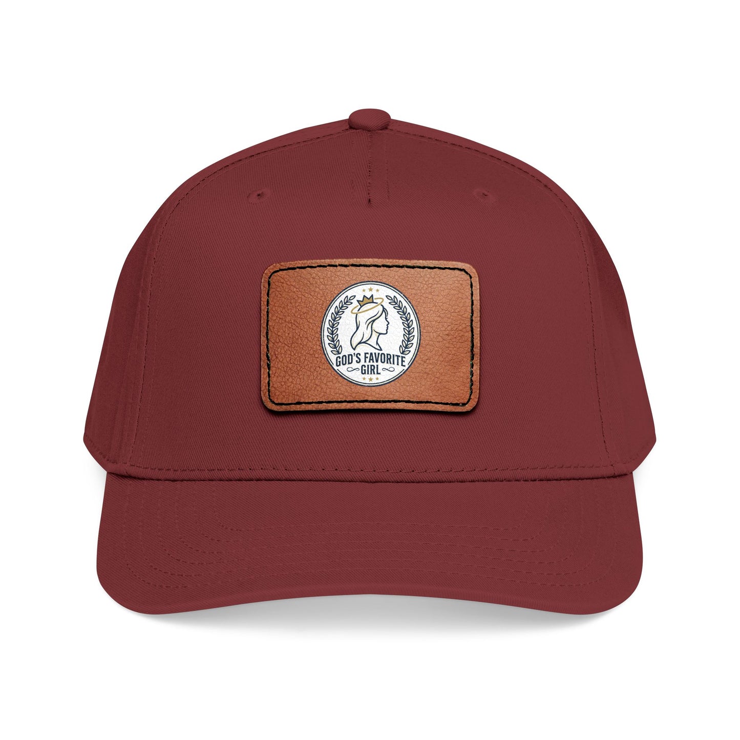 Leather Patch Baseball Cap — “God’s Favorite Girl” Vintage Logo