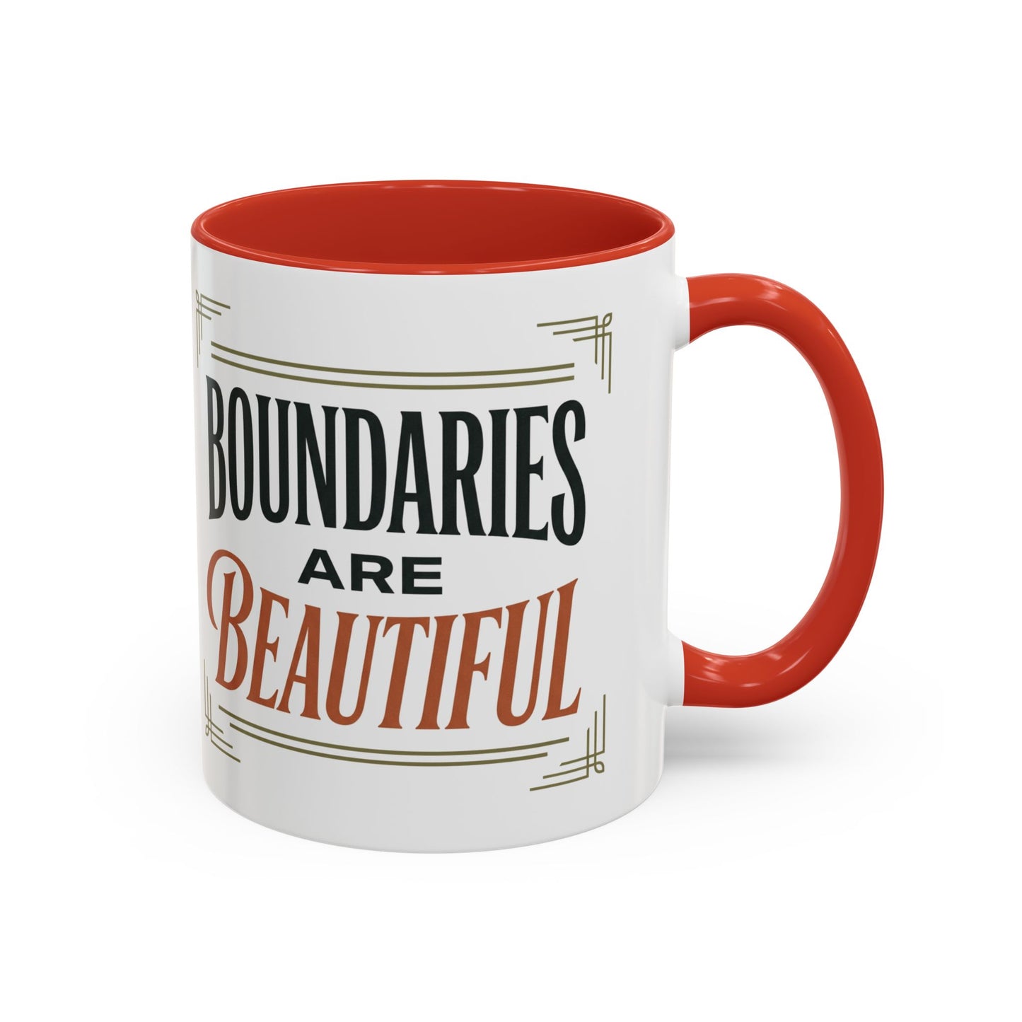 Boundaries Are Beautiful Accent Coffee Mug — Inspirational Self-Care Coffee Cup (11/15oz)