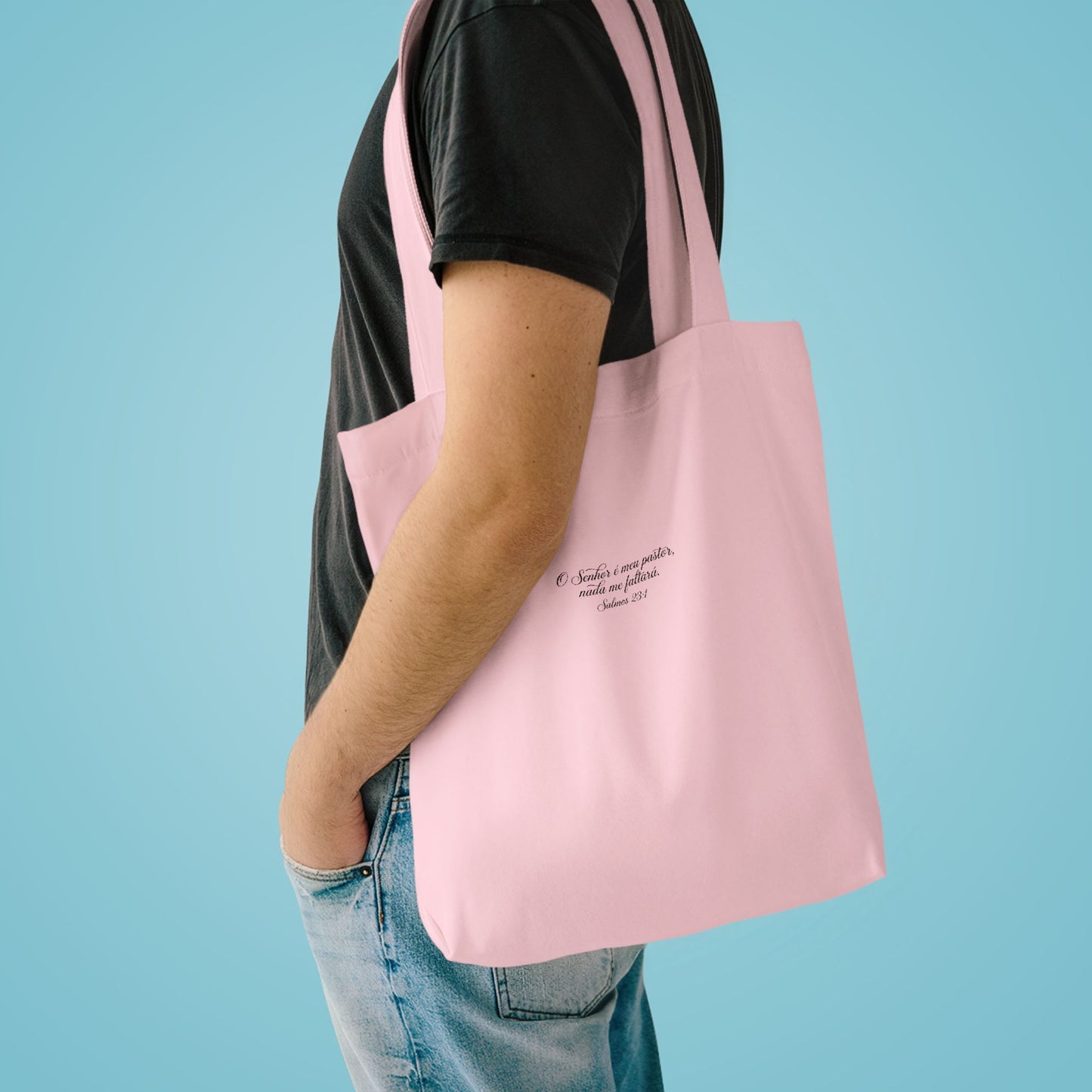 Bolsa Tote de Algodão Preto — “O Senhor é o Meu Pastor” | Salmos 23:1