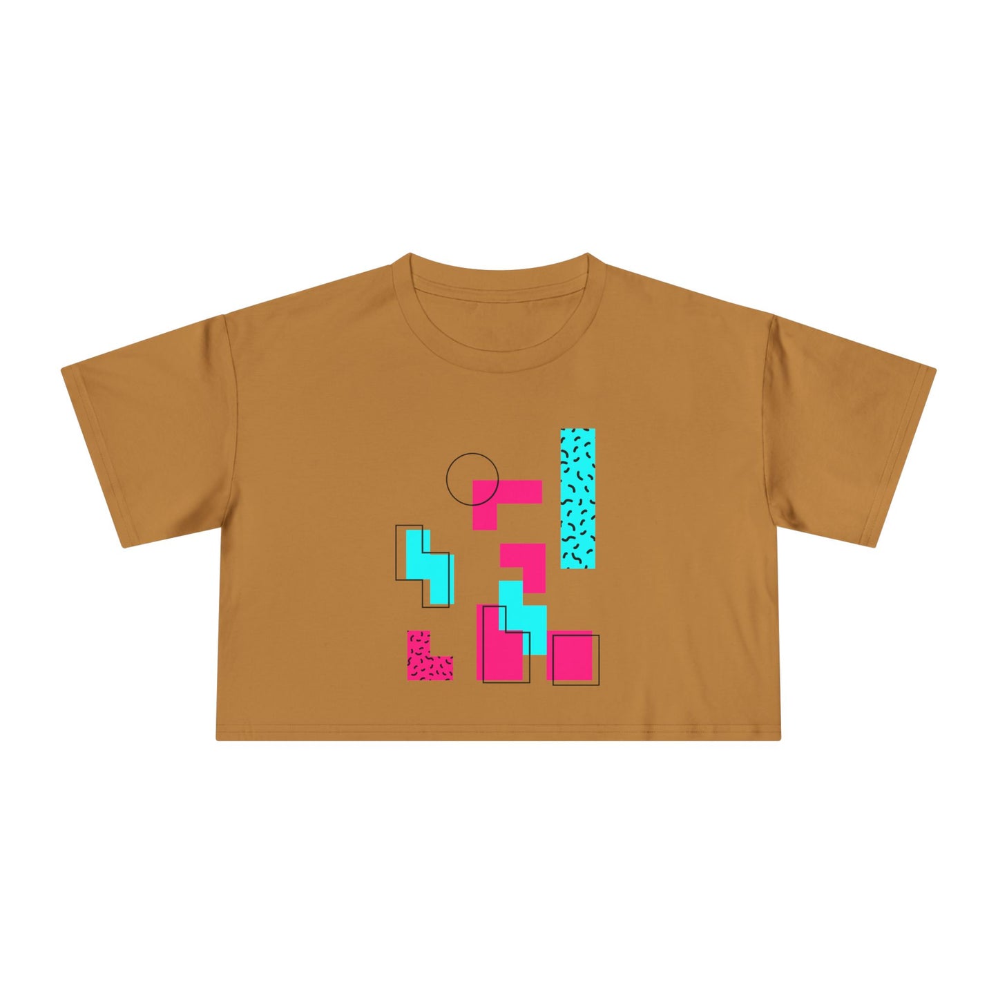 Retro Geometric Crop Tee — 80s Memphis Pattern Women's Top