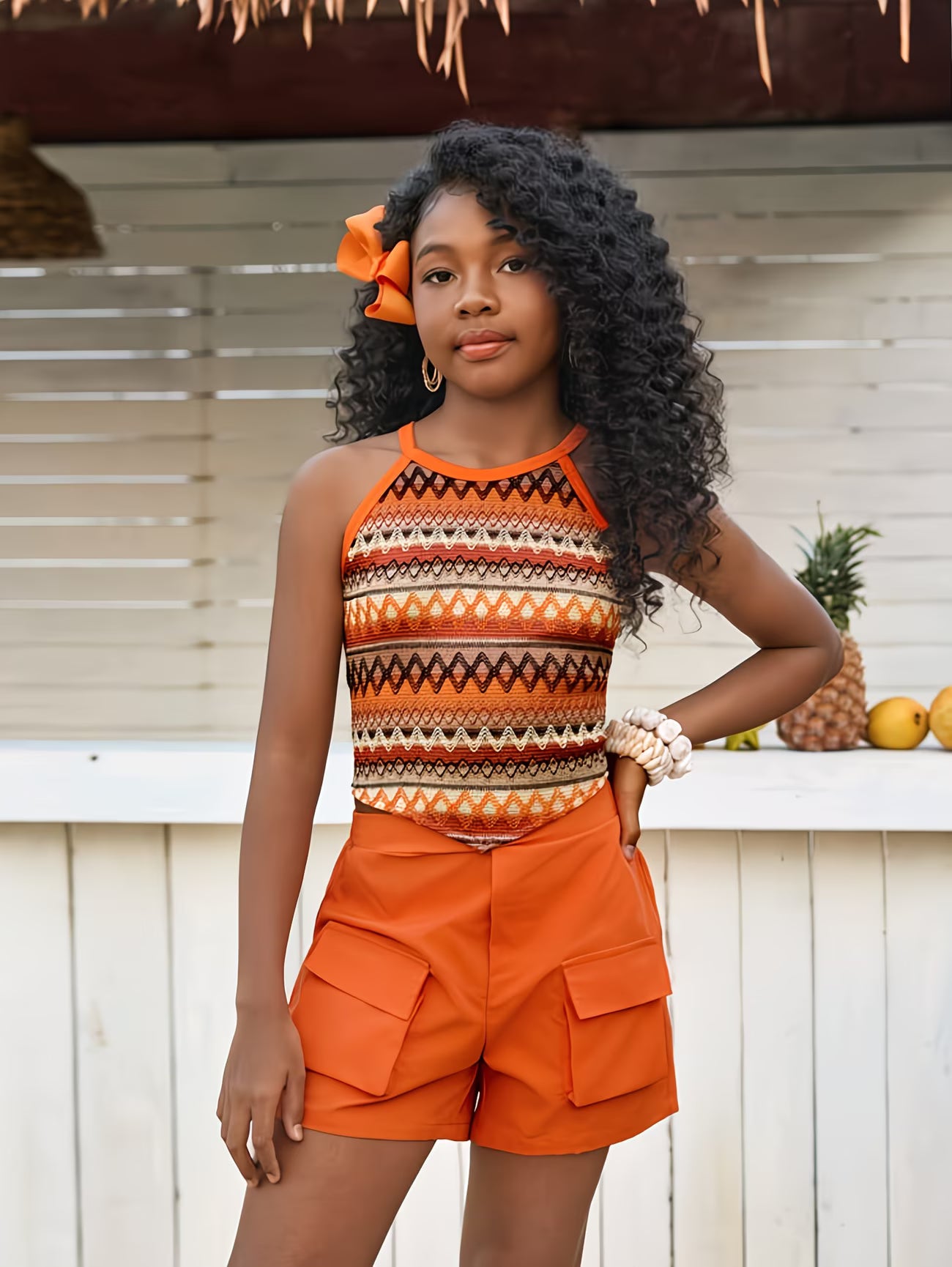 Tropical Breeze™ 2-Piece Summer Set | Asymmetrical Cami & Cargo Shorts Outfit for Women