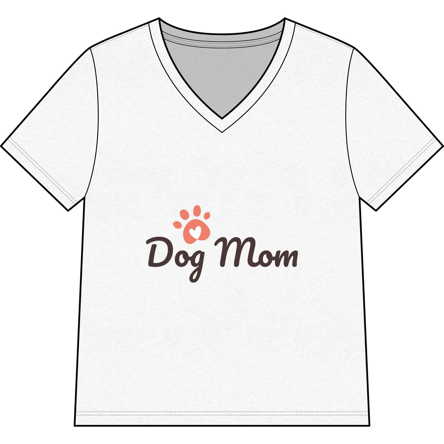 Dog Mom V-Neck Tee — Cute Paw Print Graphic for Pet Lovers