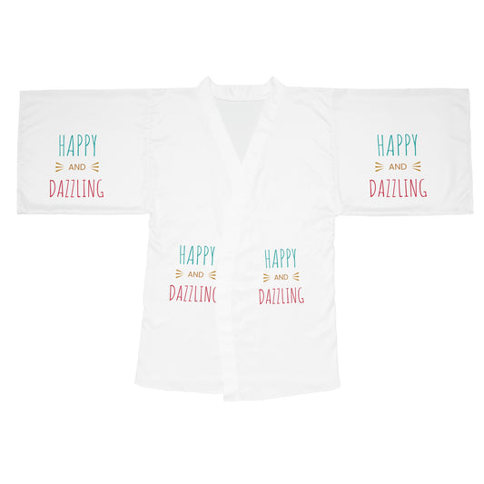 Kimono Robe — "Happy and Dazzling" Lightweight Long-Sleeve Lounge Wrap