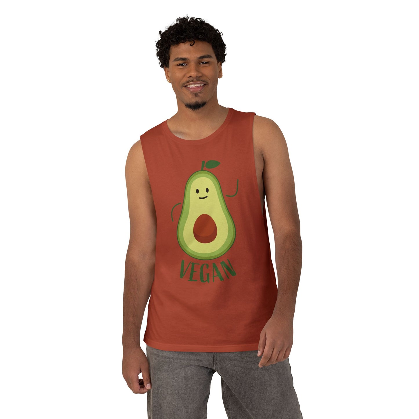 Vegan Avocado Tank Top — Cute Smiling Avocado Graphic Sleeveless Shirt