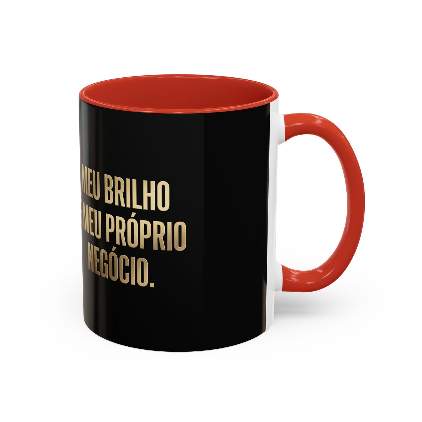Caneca de café - Caneca inspiradora com detalhes pretos "Meu Brilho É Meu Próprio Negócio" (11/15 onças)
