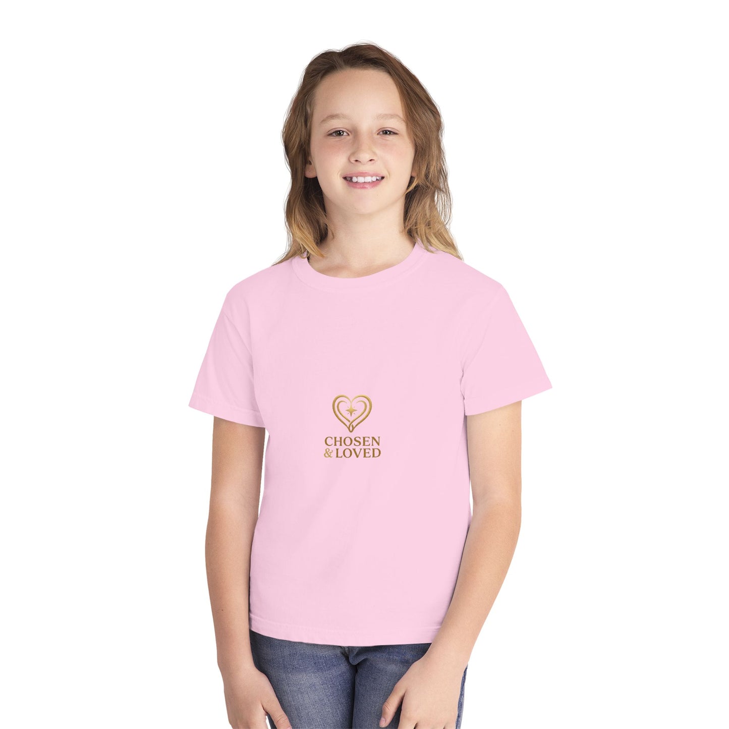 Youth Tee - "Chosen & Loved" Heart Design (Christian Inspirational)